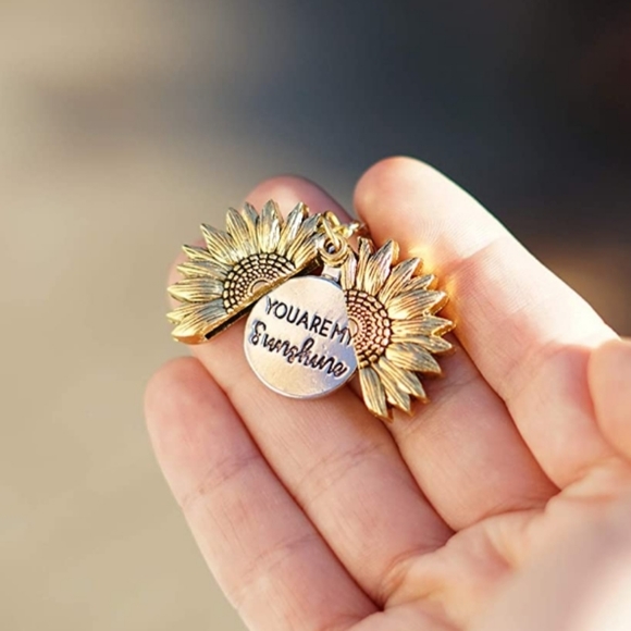 Sunflower You Are My Sunshine Pendant Necklace - Picture 2 of 6